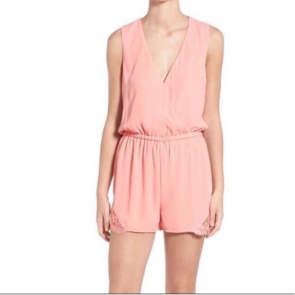 cupcakes & cashmere Pants - Cupcakes & Cashmere Irina Pink V-Neck Romper